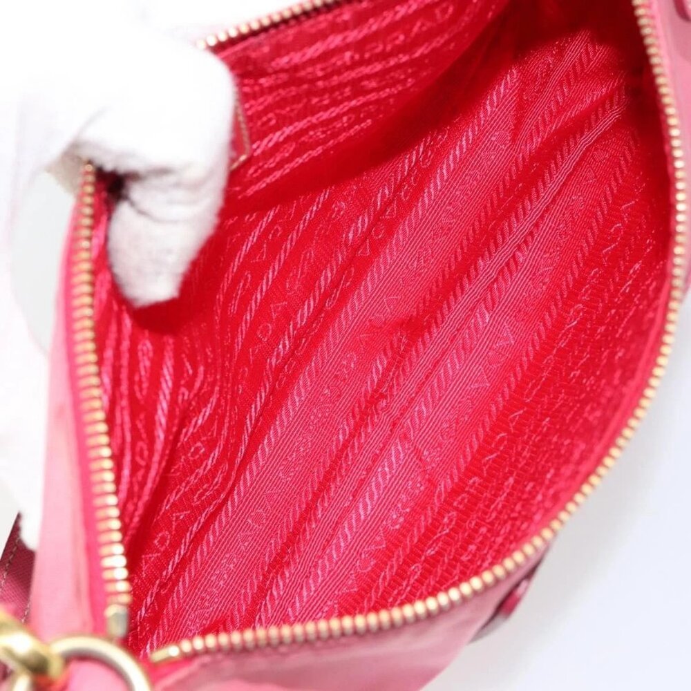 PRADA Shoulder Bag Nylon Leather Pink Gold Auth 155082 - Picture 11 of 16
